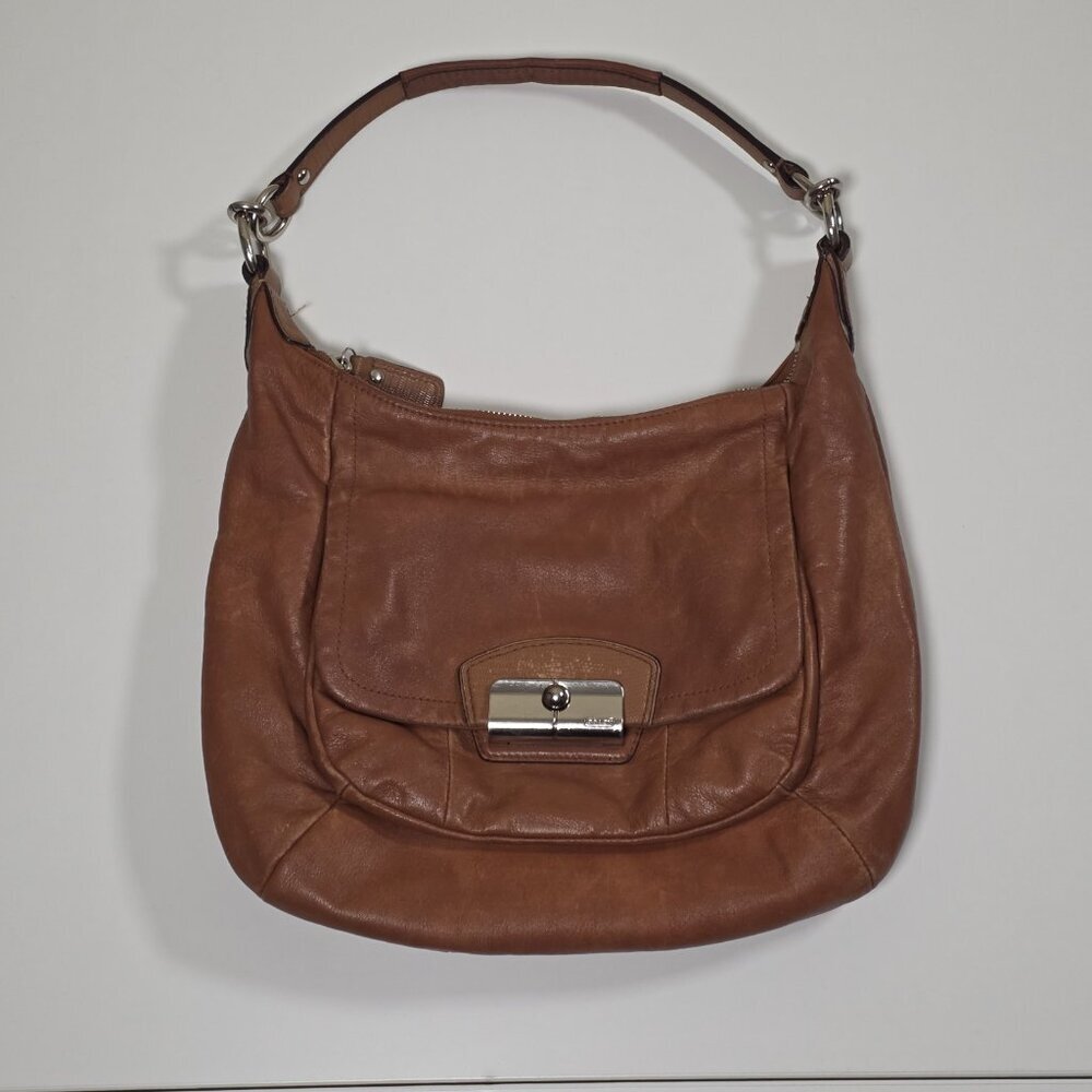 Coach Kristin Leather Hobo Shoulder Bag Brown 19293 Zip Lined Pockets FLAWS Boho - Picture 10 of 16